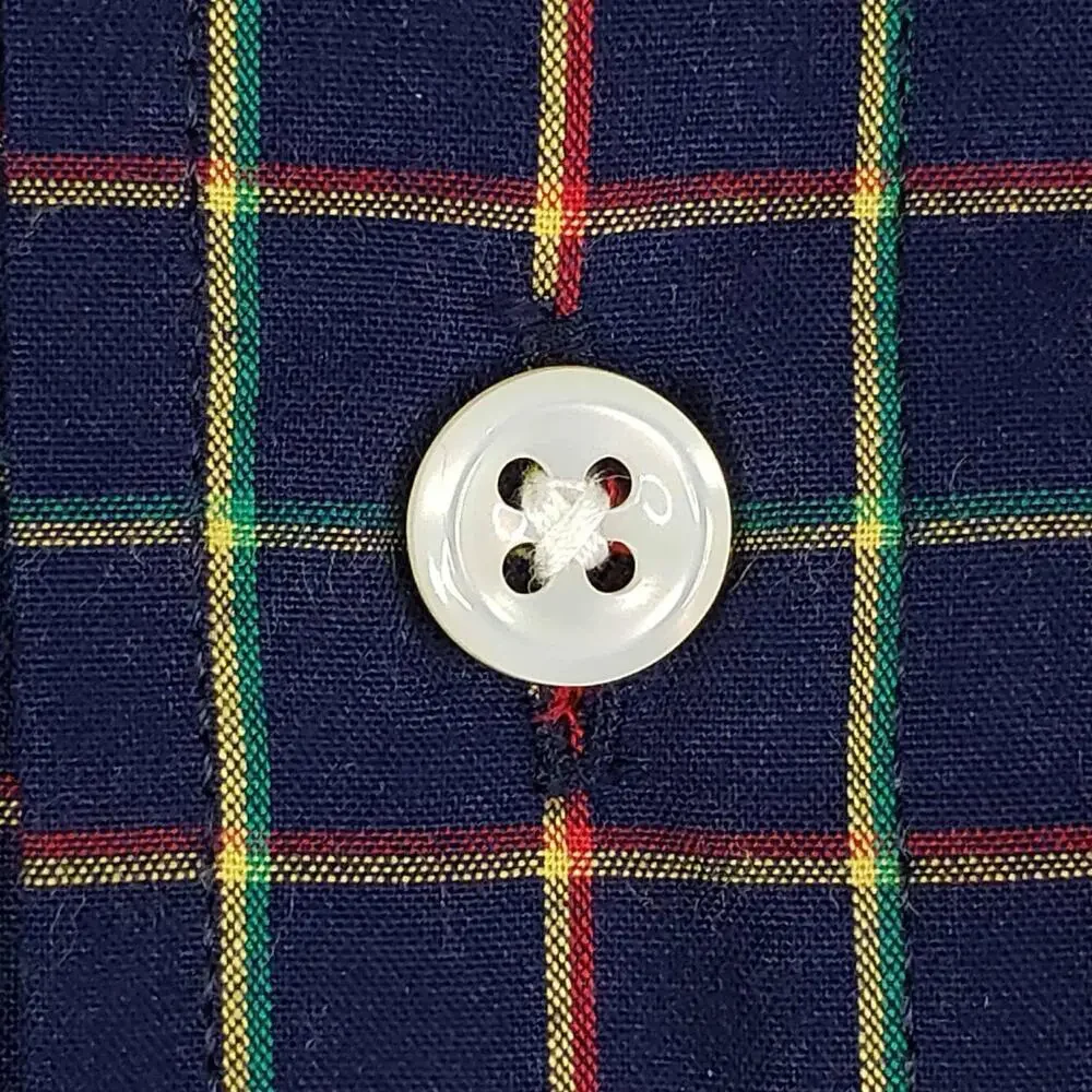 Polo Ralph Lauren Oxford Shirt Men's Medium M Navy Blue Plaid LS Button Down